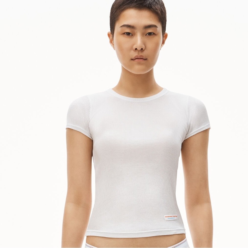 Alexander Wang Grey rib-knit t-shirt